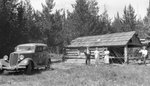 Car, Four People, Log Bldg by John Allen Nicholson and Wesley C. Engstrom